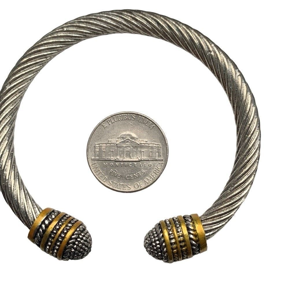 Cable Rope Bracelet – Gold & Silver Tone with Rhodium Plate - Picture 7 of 8